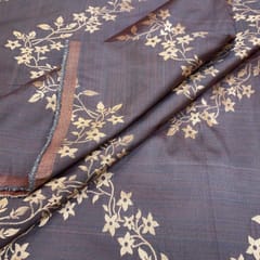 Grey Coloured Zig Zag Jacquard Silk fabric (1.75Meter Piece)