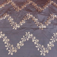 Grey Coloured Zig Zag Jacquard Silk fabric (1.75Meter Piece)