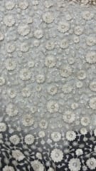 White Dyeable Net Embroidered Fabric