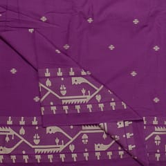 Purple Colour Jamdani Cotton Jacquard Fabric (1.30Meter Piece)