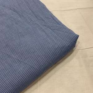 Sky Blue Colour Cotton Chambrey Stripes Fabric