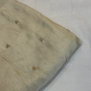 Dyeable Tissue Upada Embroidered Fabric