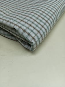 Olive Checks Yarn Dyed Plain Weave Cotton Fabric