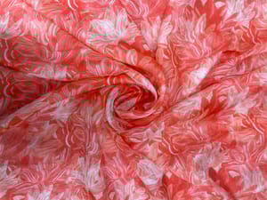 Greysblue Leaves Viscose Organza Fabric