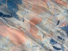 Peach Leaves Viscose Organza Fabric