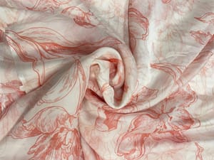 Sea Green Yellow Floral Viscose Organza Fabric