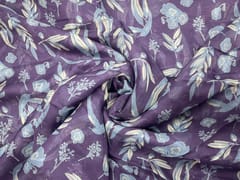 Off White Red Floral Viscose Organza Fabric
