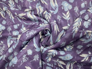 Off White Red Floral Viscose Organza Fabric