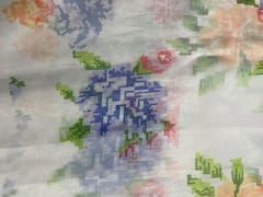 Peach Multicolor Floral Viscose Organza Fabric