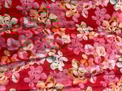 Peach Floral Viscose Organza Fabric