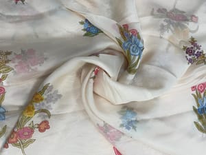 Purple Floral Viscose Organza Fabric