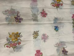 Purple Floral Viscose Organza Fabric
