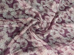 Red Floral Viscose Organza Fabric