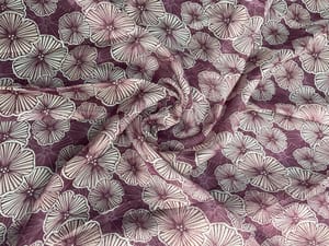 Red Floral Viscose Organza Fabric