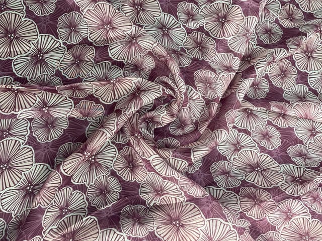 Red Floral Viscose Organza Fabric