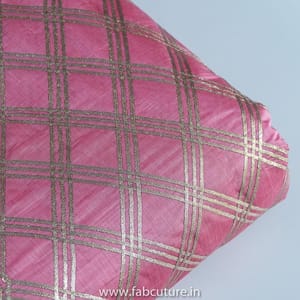 Pink Colour Chanderi Embroidered Fabric (1Meter piece)