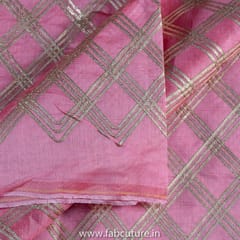Pink Colour Chanderi Embroidered Fabric (1Meter piece)