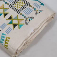Blue Color Cotton Flex Printed One Side Border Fabric