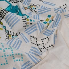 Blue Color Cotton Flex Printed One Side Border Fabric