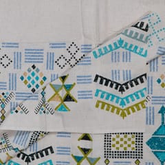 Blue Color Cotton Flex Printed One Side Border Fabric
