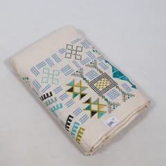 Blue Color Cotton Flex Printed One Side Border Fabric