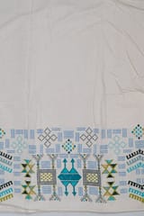 Blue Color Cotton Flex Printed One Side Border Fabric