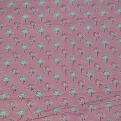 Pink and White Color Cambric Cotton Printed Fabric Set (5 Mtr.)