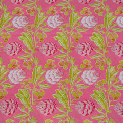 Pink and White Color Cambric Cotton Printed Fabric Set (5 Mtr.)