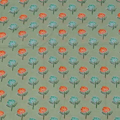 Green Color Cambric Cotton Printed Fabric Set (5 Mtr.)