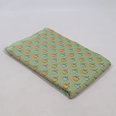 Green Color Cambric Cotton Printed Fabric