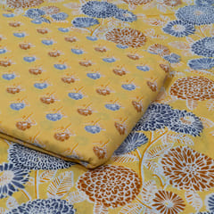 Yellow Color Cambric Cotton Printed Fabric Set (5 Mtr.)