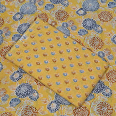 Yellow Color Cambric Cotton Printed Fabric Set (5 Mtr.)