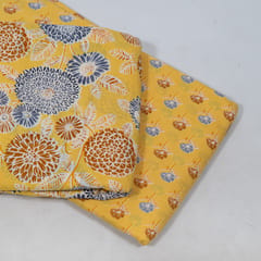 Yellow Color Cambric Cotton Printed Fabric Set (5 Mtr.)