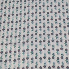 Green and White Color Cambric Cotton Printed Fabric Set (5 Mtr.)