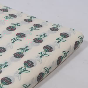 White Color Cambric Cotton Printed Fabric