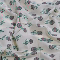 White Color Cambric Cotton Printed Fabric