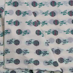 White Color Cambric Cotton Printed Fabric