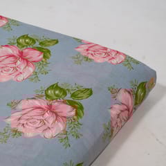 Powder Blue Color Cambric Cotton Printed Fabric
