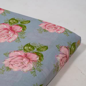 Powder Blue Color Cambric Cotton Printed Fabric