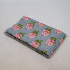 Powder Blue Color Cambric Cotton Printed Fabric