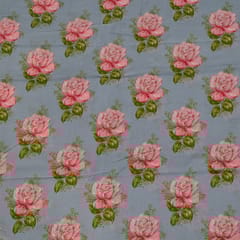 Powder Blue Color Cambric Cotton Printed Fabric