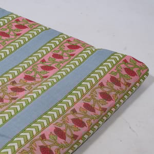 Powder Blue Color Cambric Cotton Printed Fabric