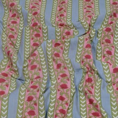 Powder Blue Color Cambric Cotton Printed Fabric