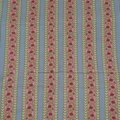 Powder Blue Color Cambric Cotton Printed Fabric
