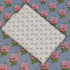 Powder Blue and White Color Cambric Cotton Printed Fabric Set (5 Mtr.)