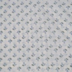 Powder Blue and White Color Cambric Cotton Printed Fabric Set (5 Mtr.)
