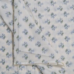White Color Cambric Cotton Printed Fabric