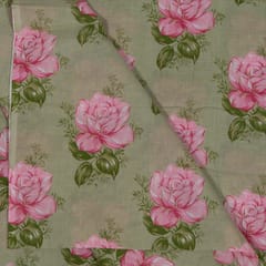 Green Color Cambric Cotton Printed Fabric