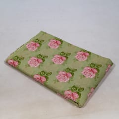Green Color Cambric Cotton Printed Fabric