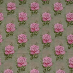 Green Color Cambric Cotton Printed Fabric
